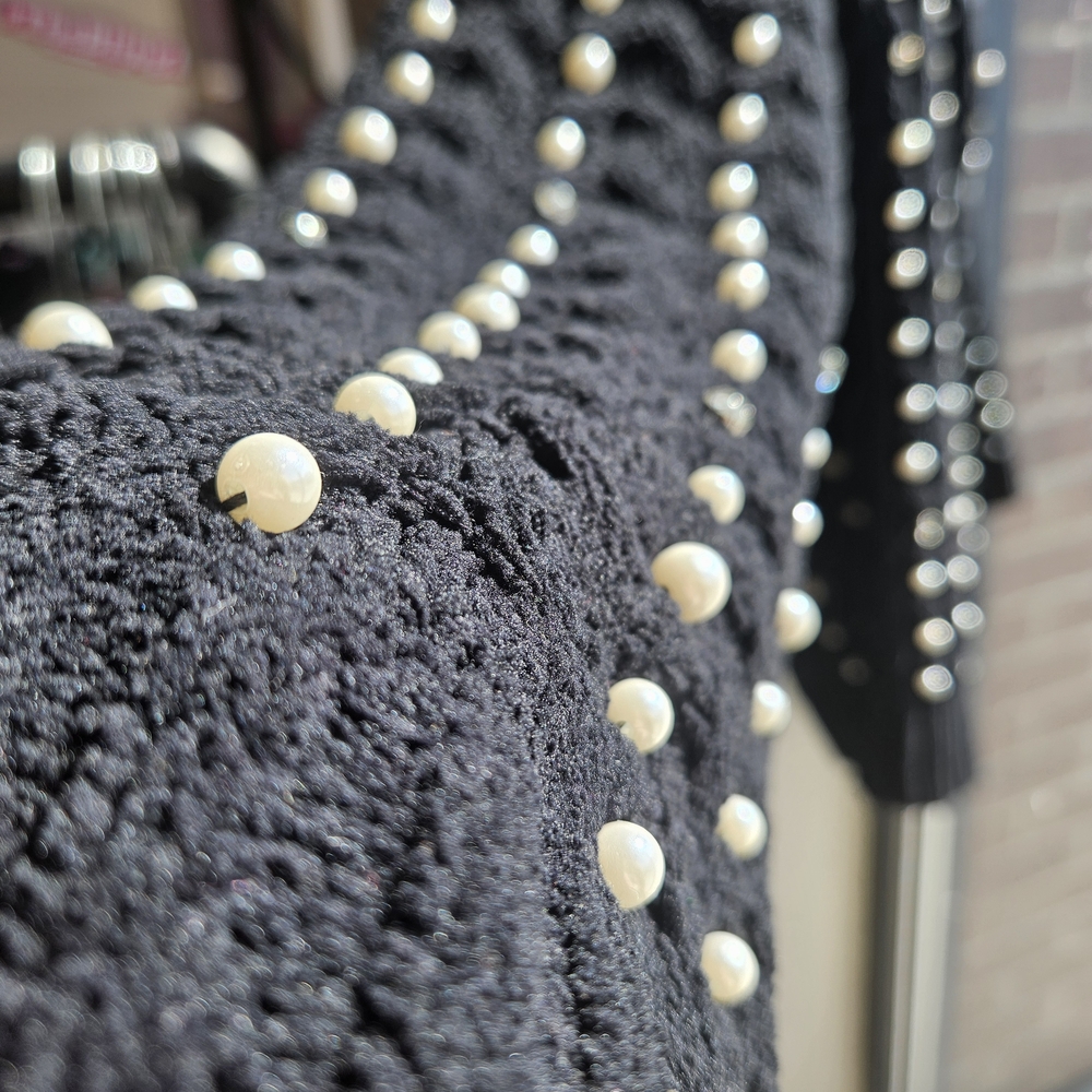 POL New Open Front Black Pearl Chunky Sweater New NWT Small Medium - Picture 3 of 4